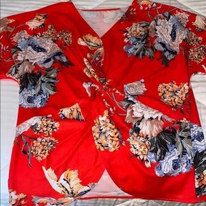 Faux wrap floral top